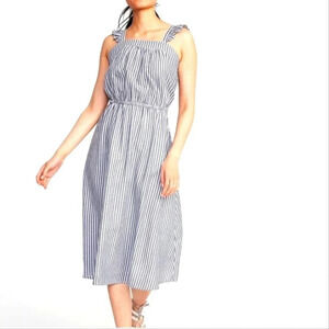 Old Navy Chambray Striped Ruffle Midi Dress